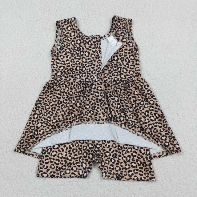 SR3070 Baby Leopard print sleeveless Rompers