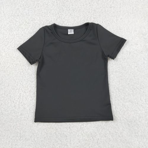 GT1629  RTS Black Solid  print short sleeve boy athletic t-shirt