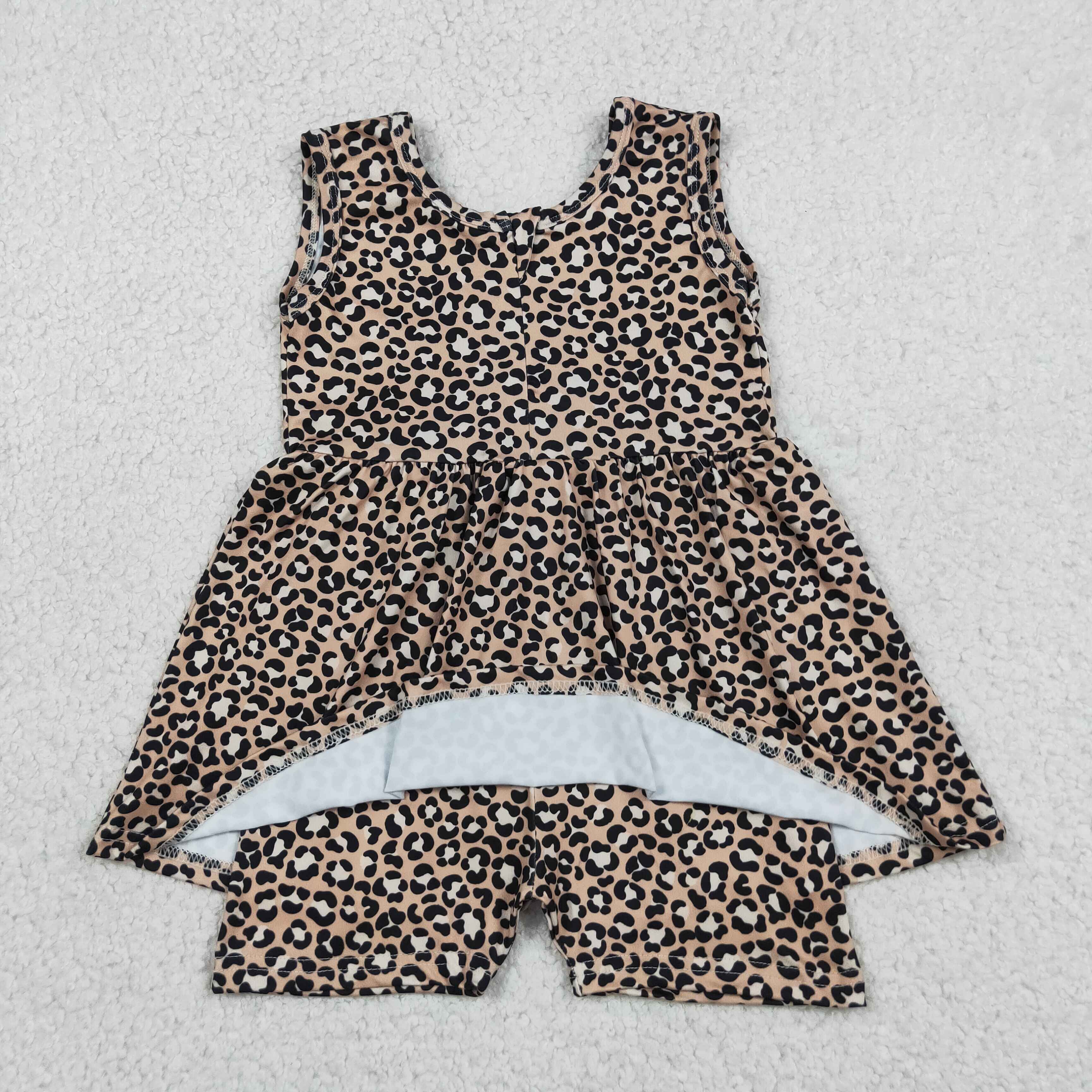 SR3070 Baby Leopard print sleeveless Rompers