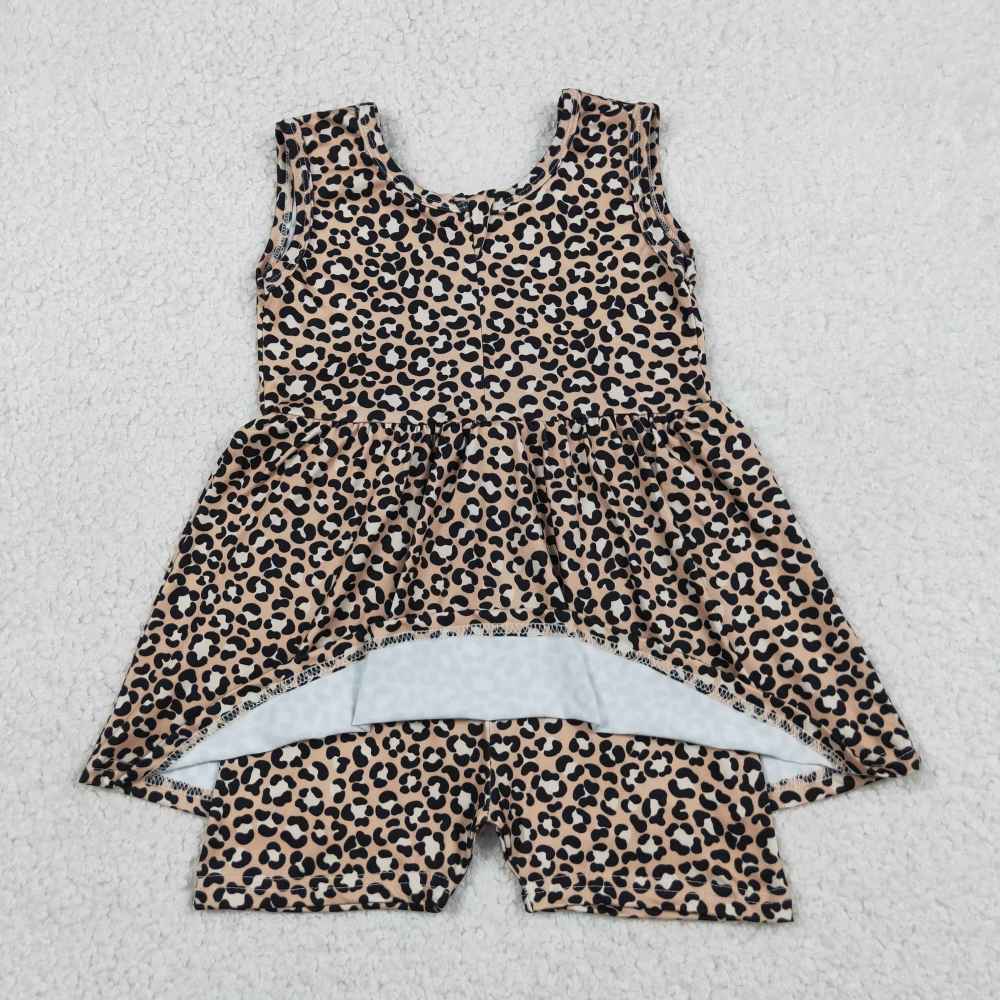 SR3070 Baby Leopard print sleeveless Rompers