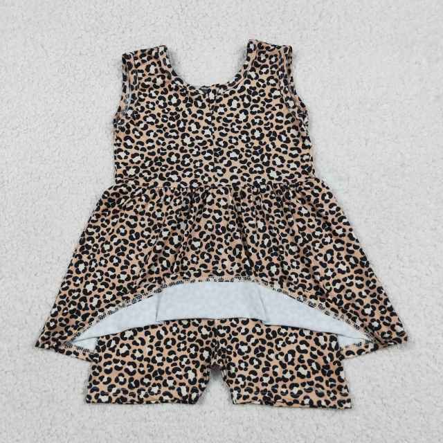 SR3070 Baby Leopard print sleeveless Rompers