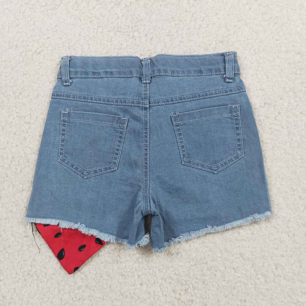 SS0948  girl Watermelon ripped jeans shorts