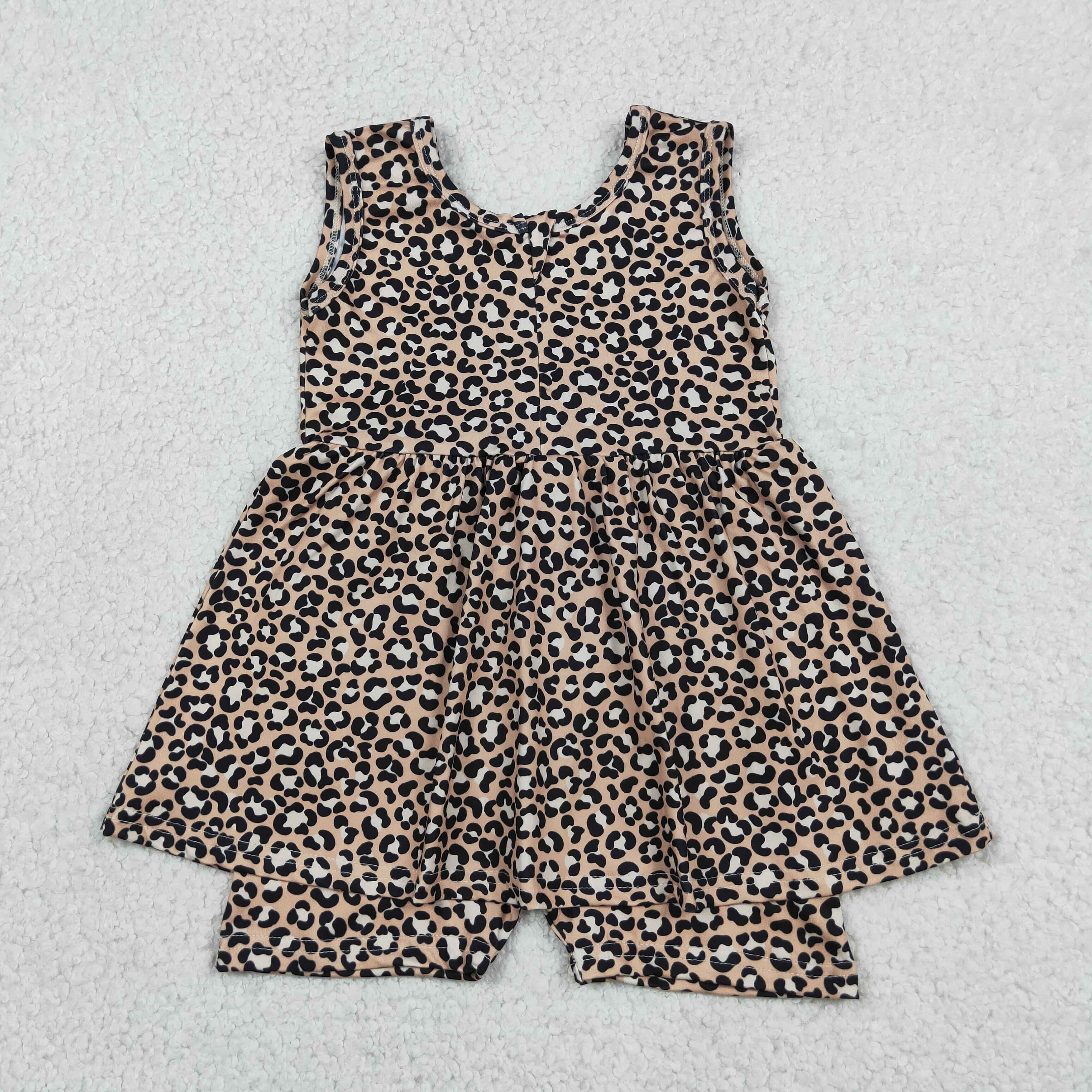 SR3070 Baby Leopard print sleeveless Rompers