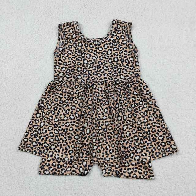 SR3070 Baby Leopard print sleeveless Rompers