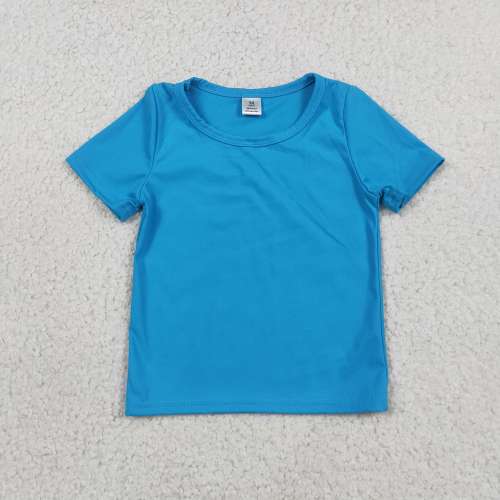 GT1639  RTS Blue Solid  print short sleeve boy athletic t-shirt