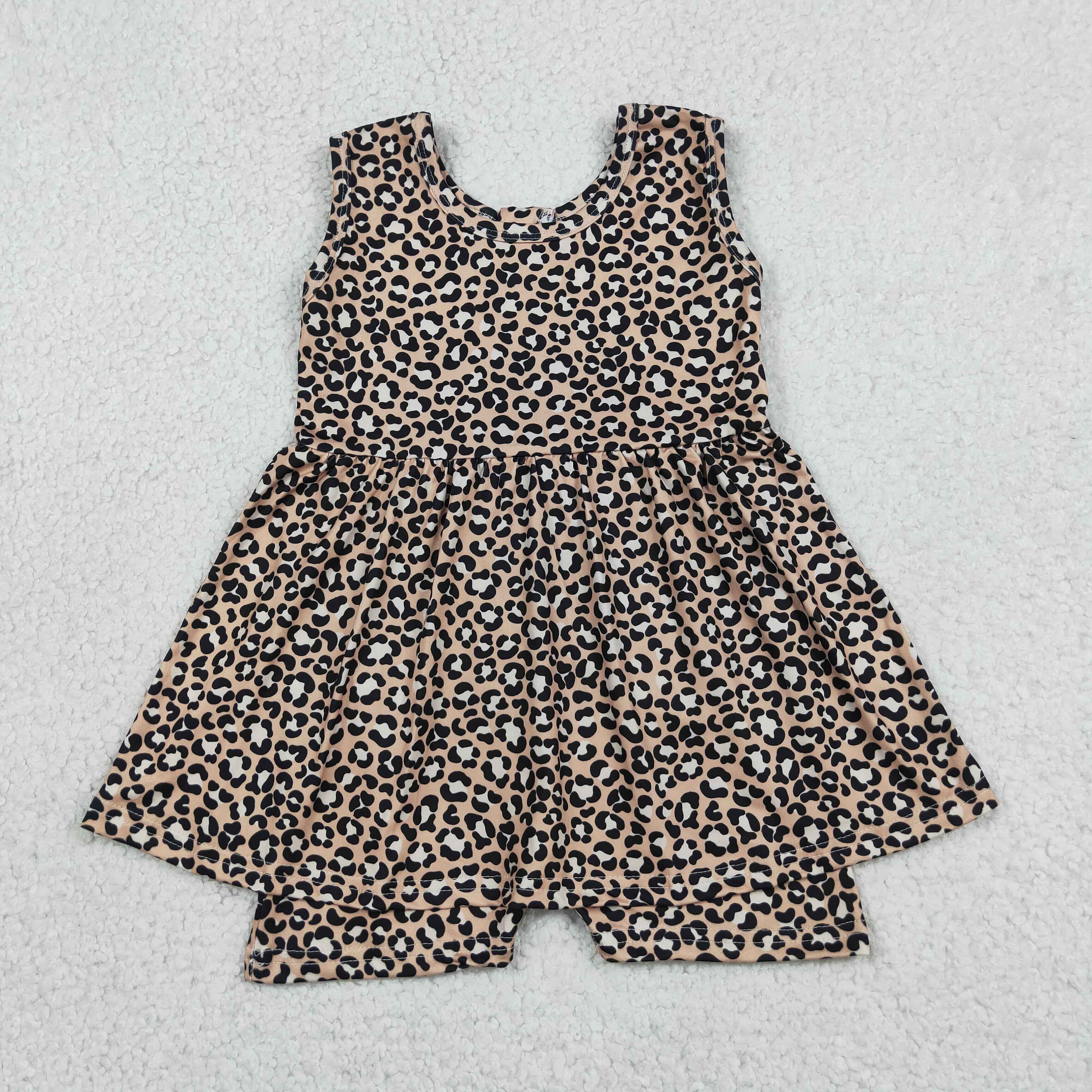 SR3070 Baby Leopard print sleeveless Rompers