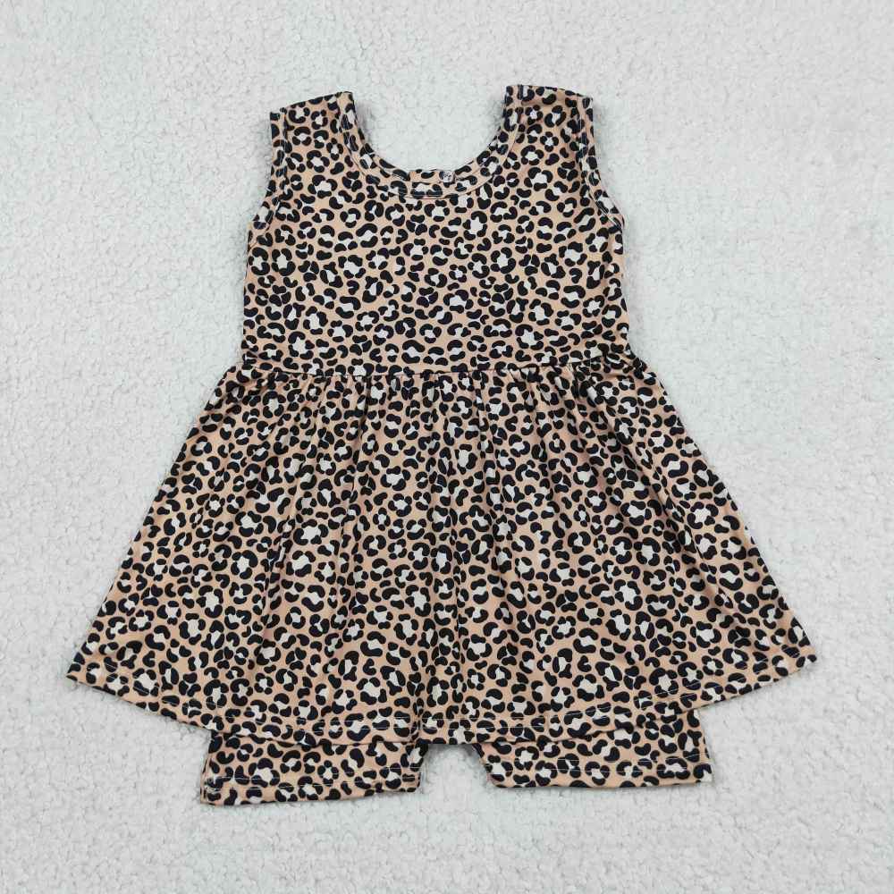 SR3070 Baby Leopard print sleeveless Rompers