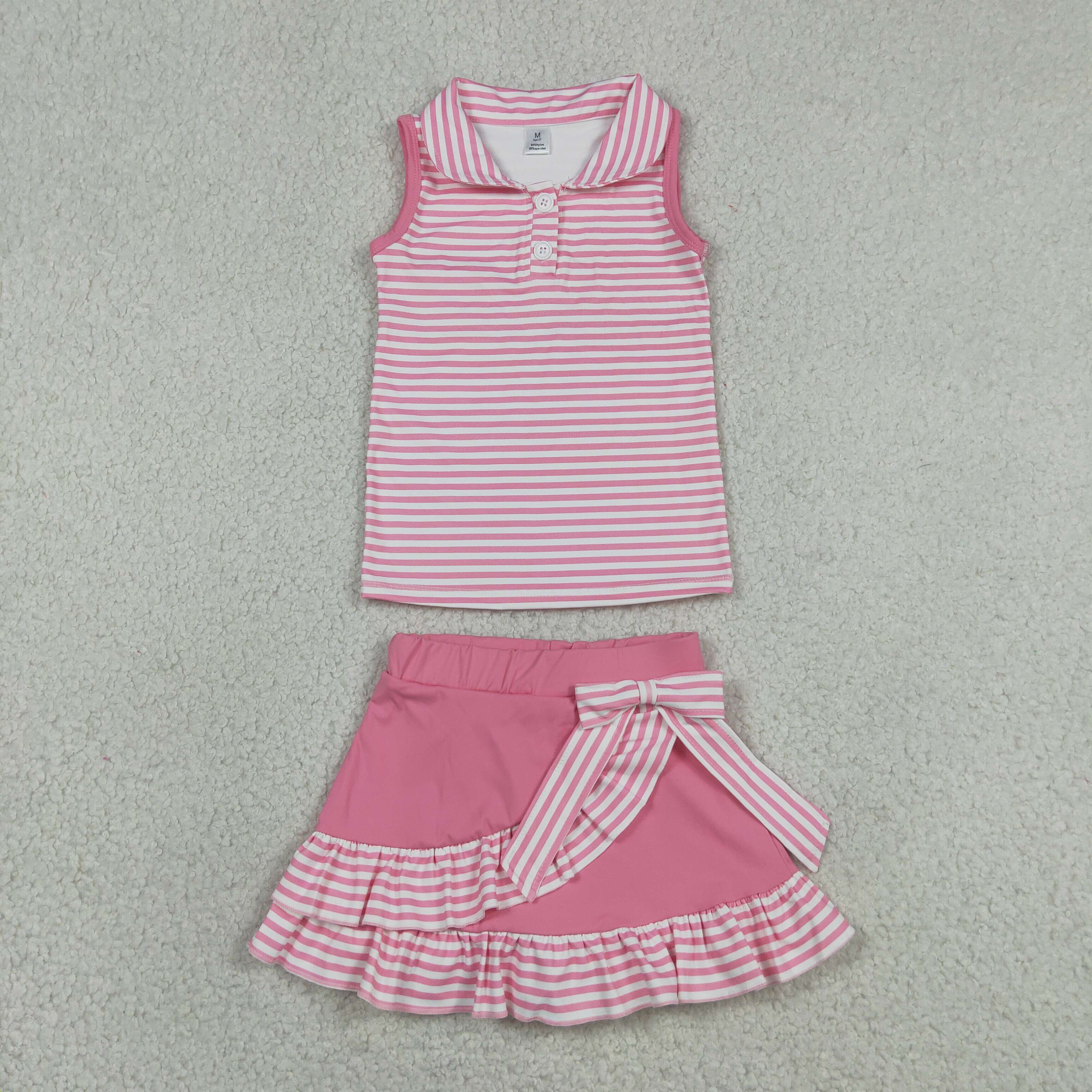 GSD3408   RTS Pink stripe print active girl yoga skirt dress