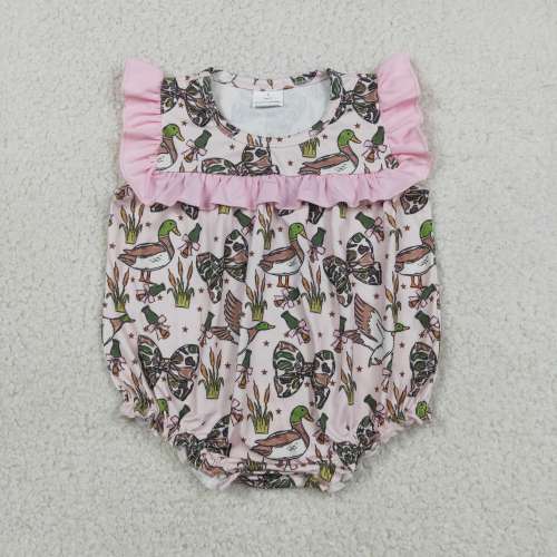 SR4160   Baby GIRL pink duck sleeveless Rompers