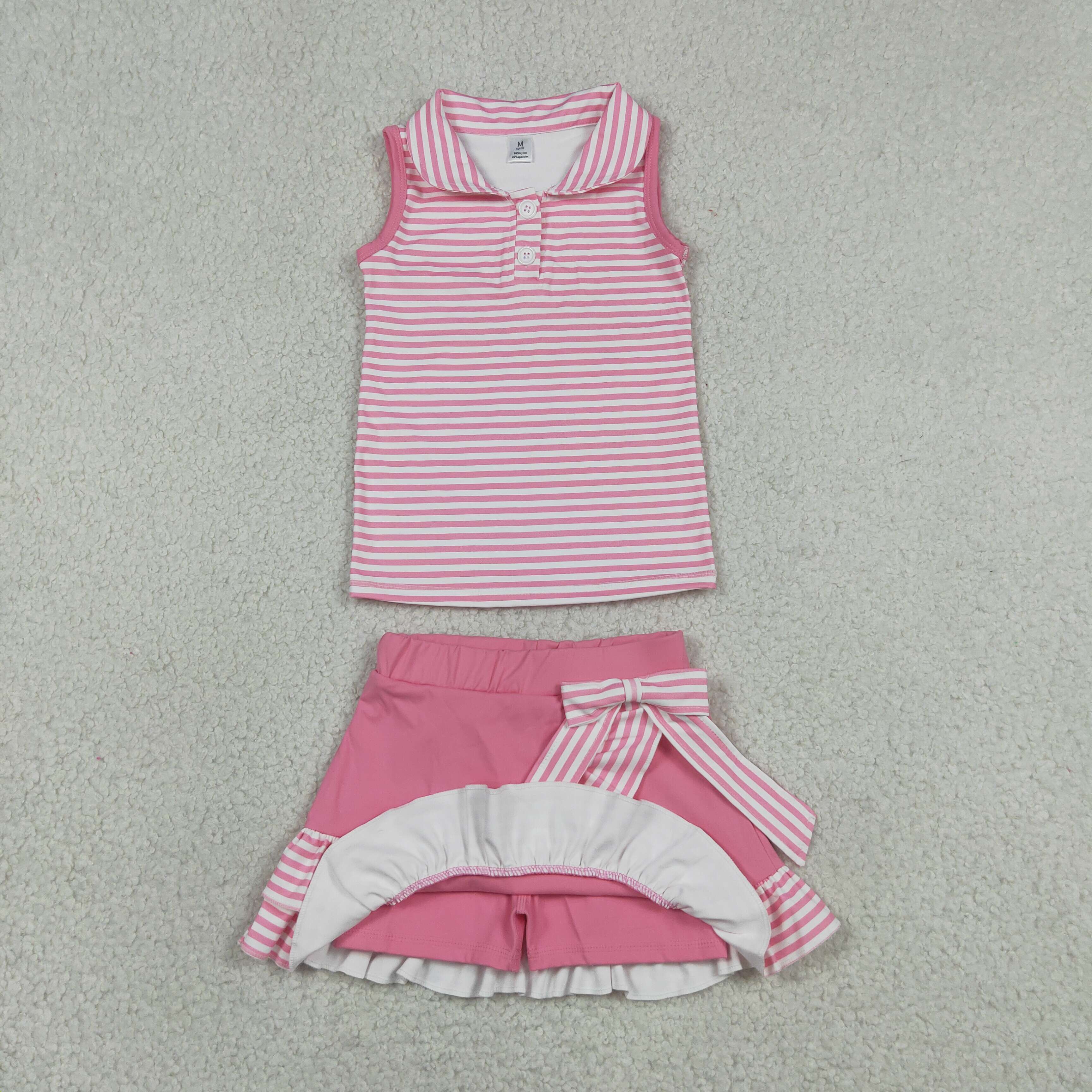 GSD3408   RTS Pink stripe print active girl yoga skirt dress