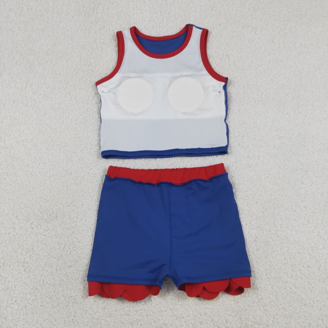 GSD4096   RTS Navy red print active girl yoga scallop skirt dress