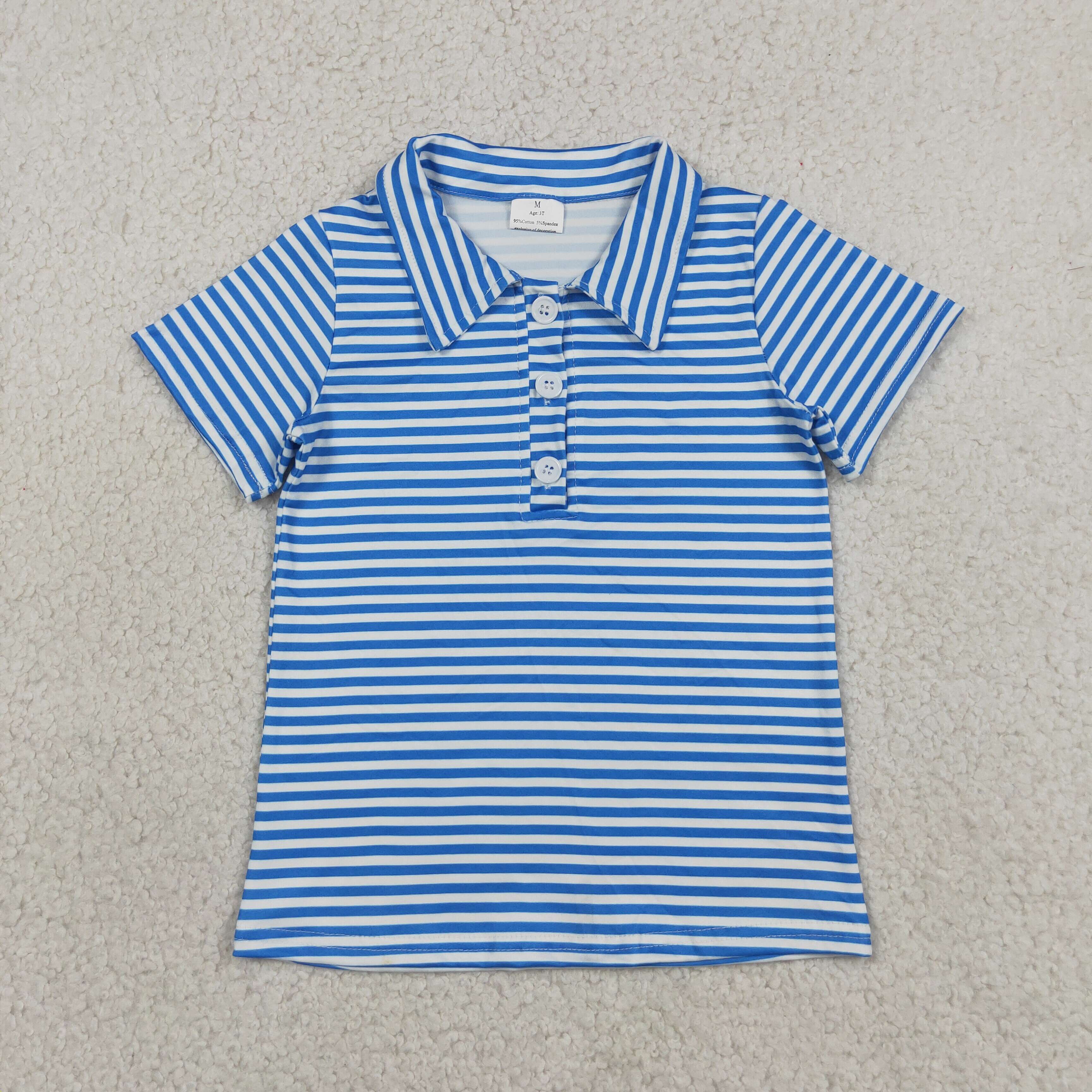 BT1834  RTS Blue  stripe print short sleeve boy t-shirt