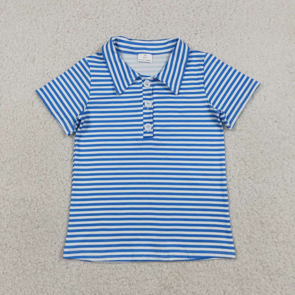BT1834  RTS Blue  stripe print short sleeve boy t-shirt
