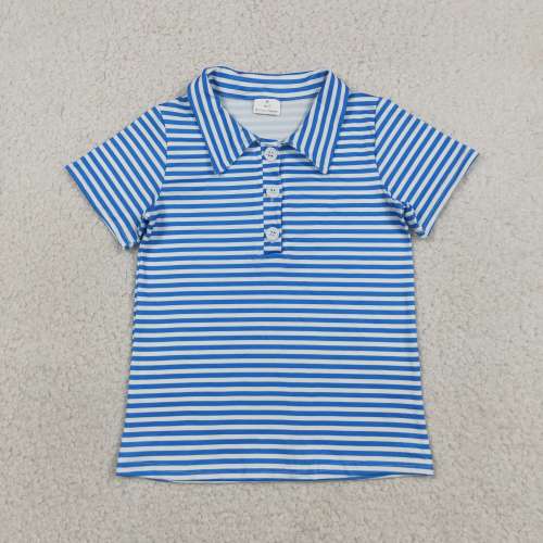 BT1834  RTS Blue  stripe print short sleeve boy t-shirt