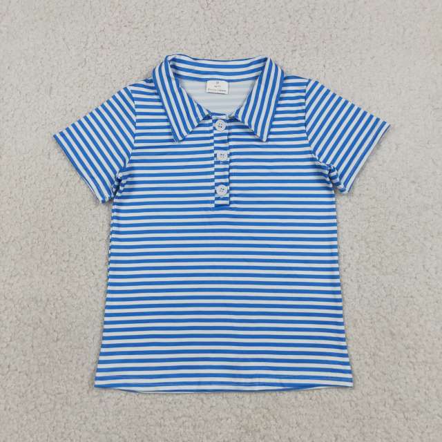 BT1834  RTS Blue  stripe print short sleeve boy t-shirt