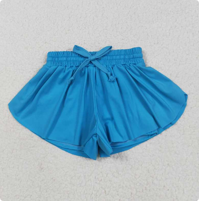 SS0549  Solid blue yoga shorts