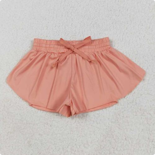 SS0547  Solid orange yoga shorts
