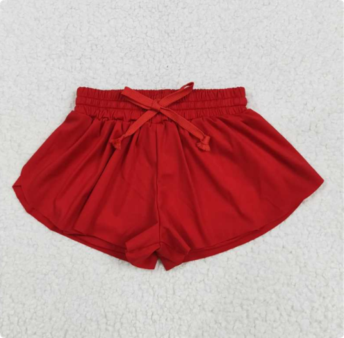 SS0544 Solid red yoga shorts