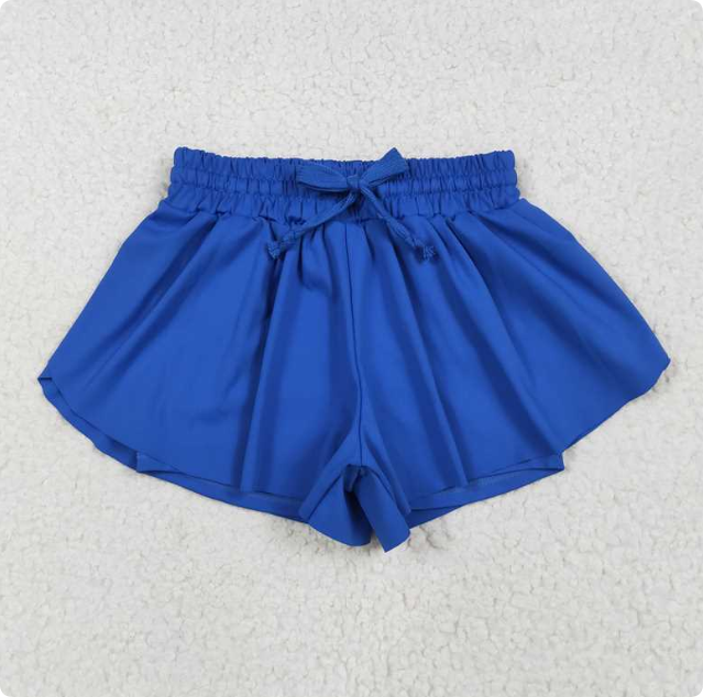 SS0552 Solid color dark blue yoga shorts