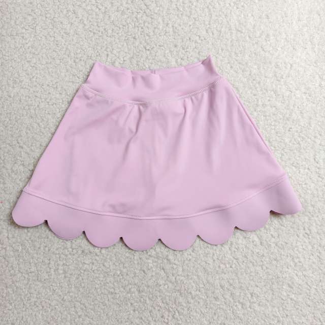 GLK0268 RTS light pink purple solid kids skirt scallop dress