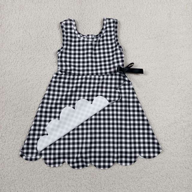 GSD3777 RTS Black plaid print active girl yoga dress