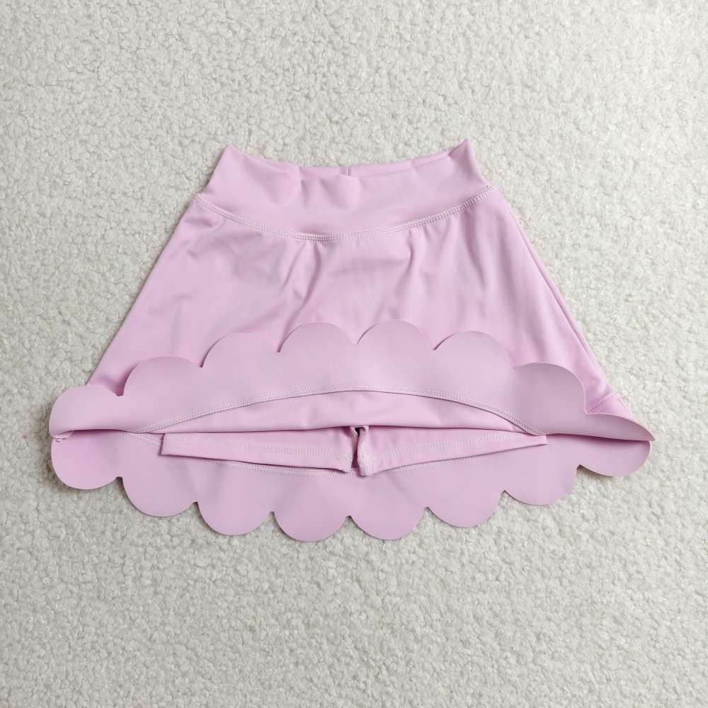 GLK0268 RTS light pink purple solid kids skirt scallop dress