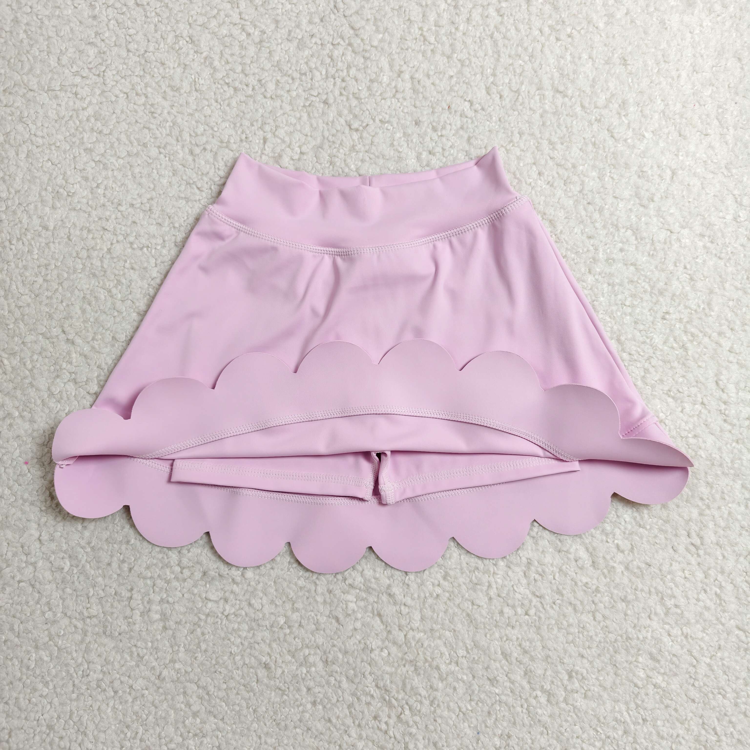 GLK0268 RTS light pink purple solid kids skirt scallop dress