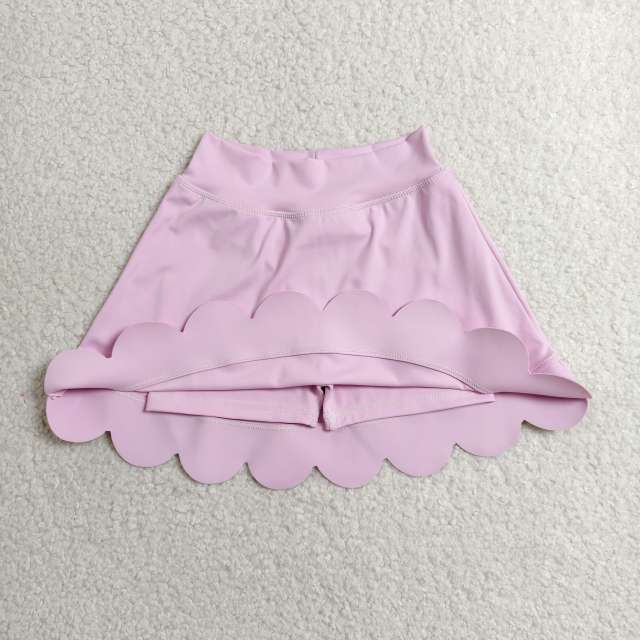 GLK0268 RTS light pink purple solid kids skirt scallop dress