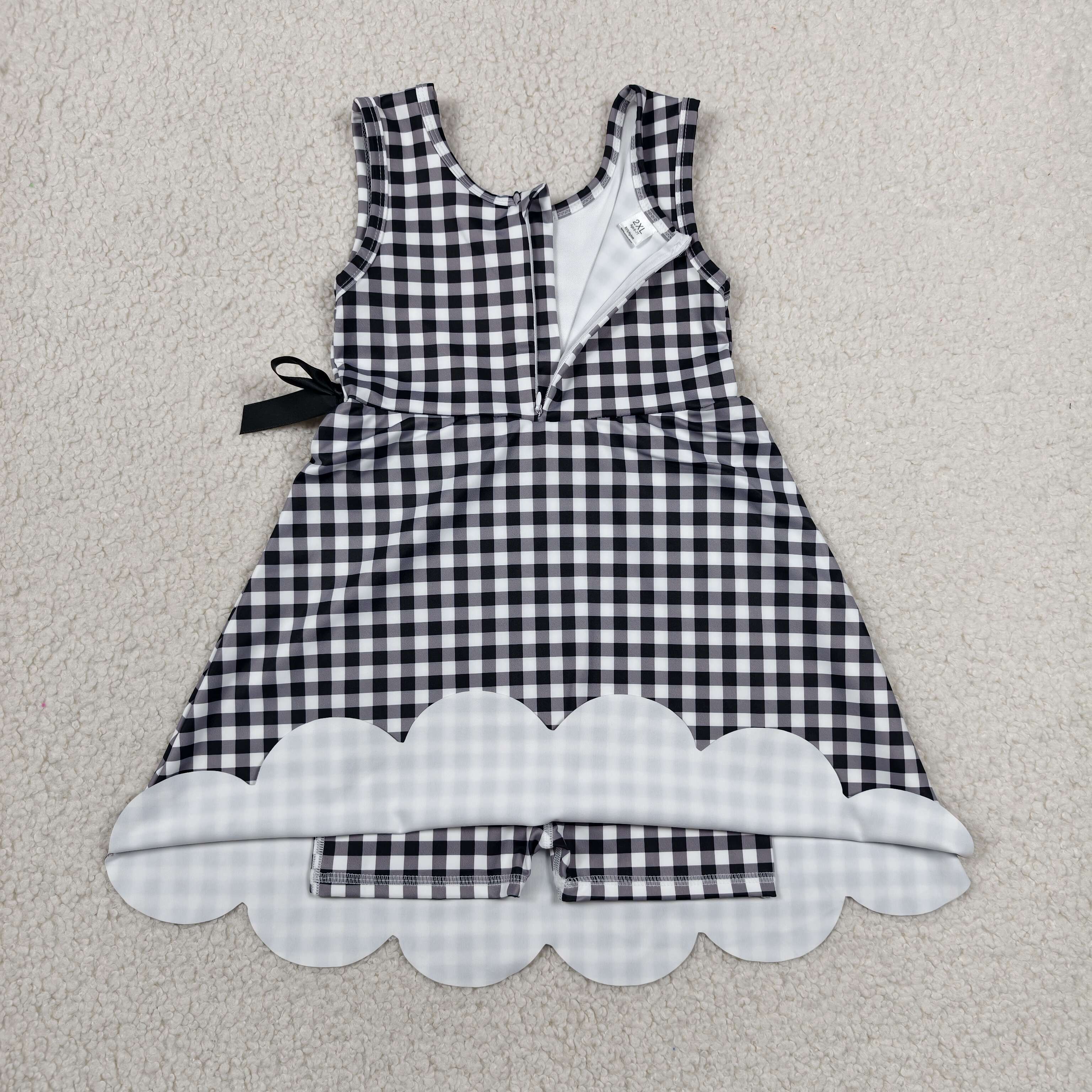 GSD3777 RTS Black plaid print active girl yoga dress