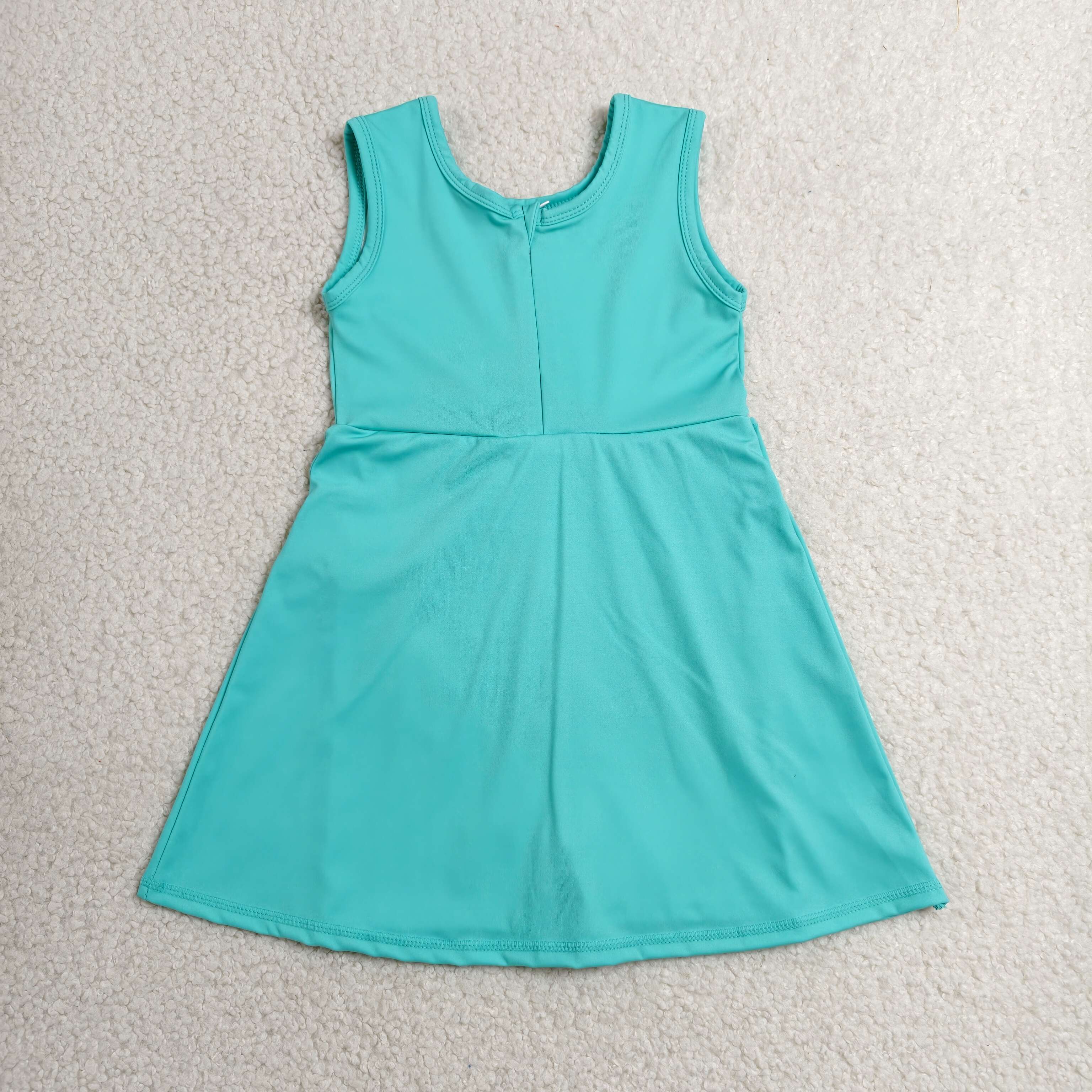 GSD3876  RTS Cyan solid print active girl yoga dress