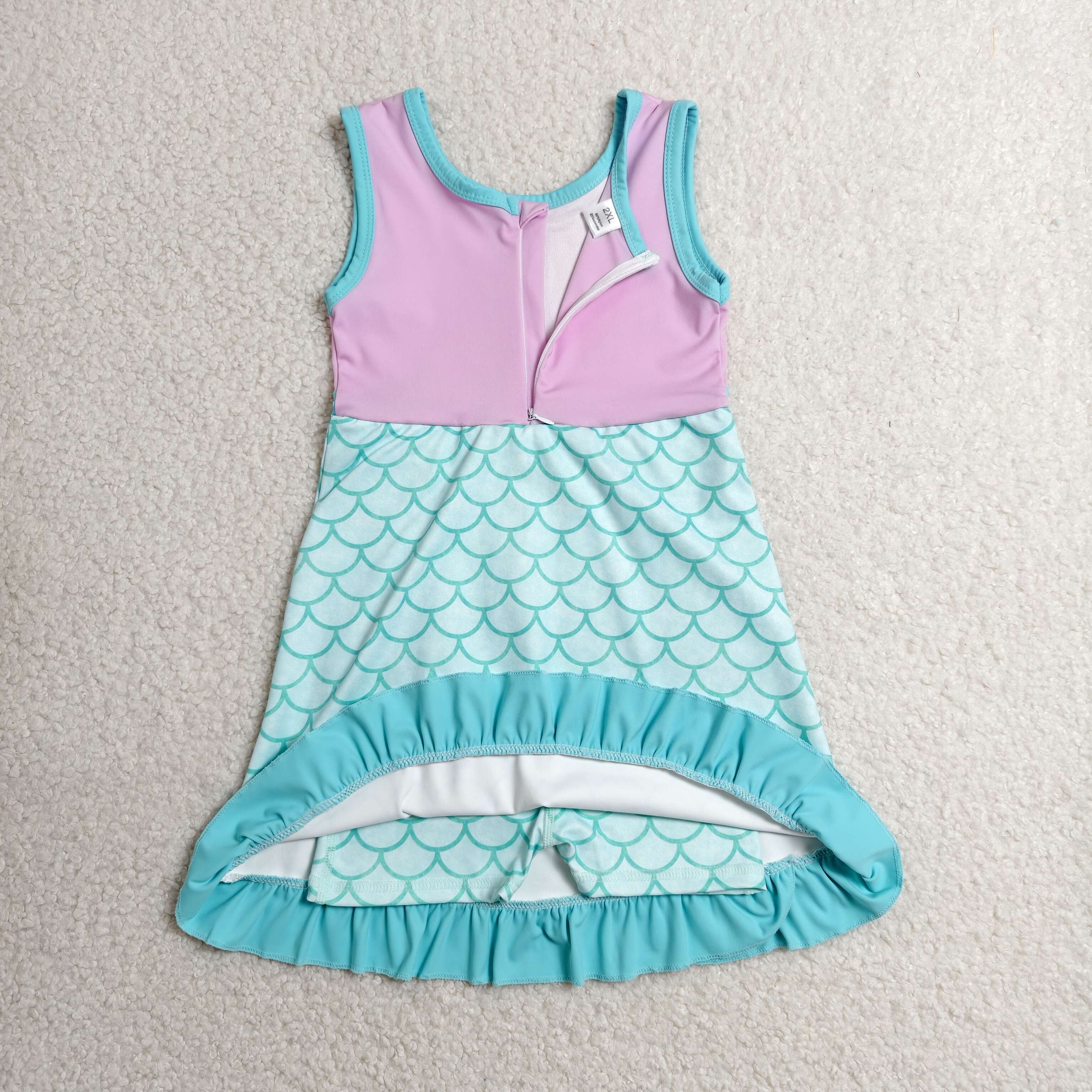 GSD4125 RTS Cartoon scale princess print purple active girl yoga athletic dress