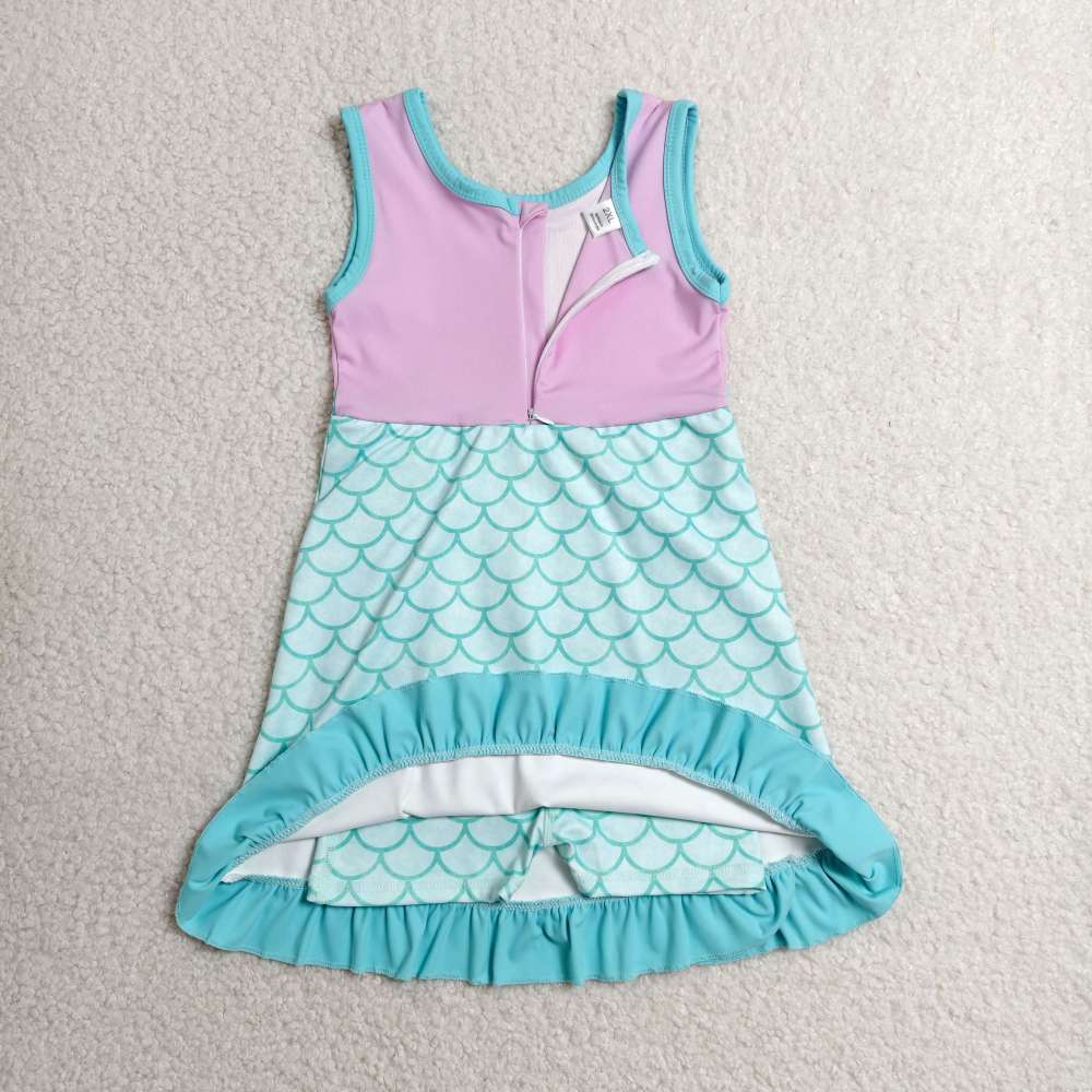 GSD4125 RTS Cartoon scale princess print purple active girl yoga athletic dress