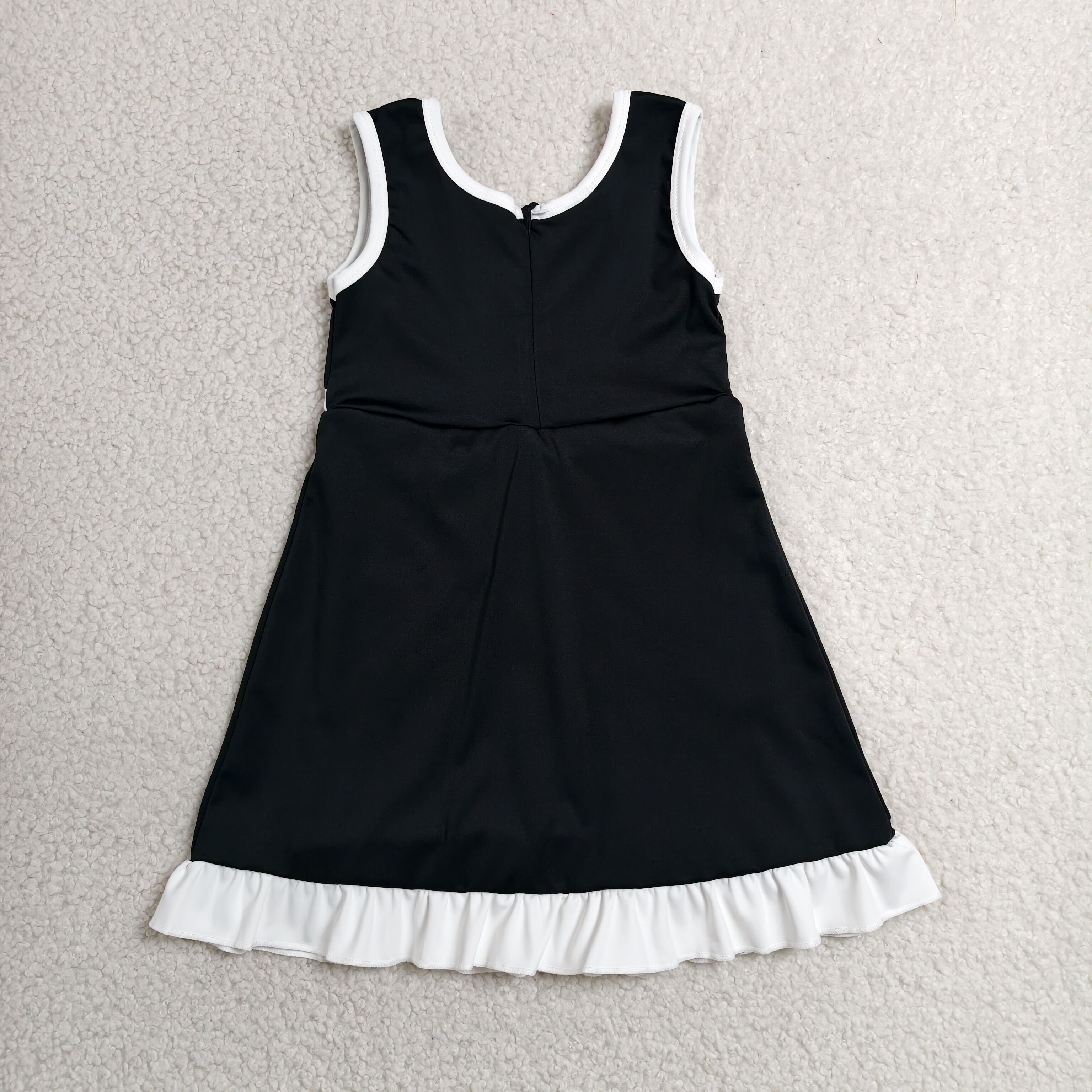 GSD4140  RTS Solid BLACK with White trim active girl yoga dress