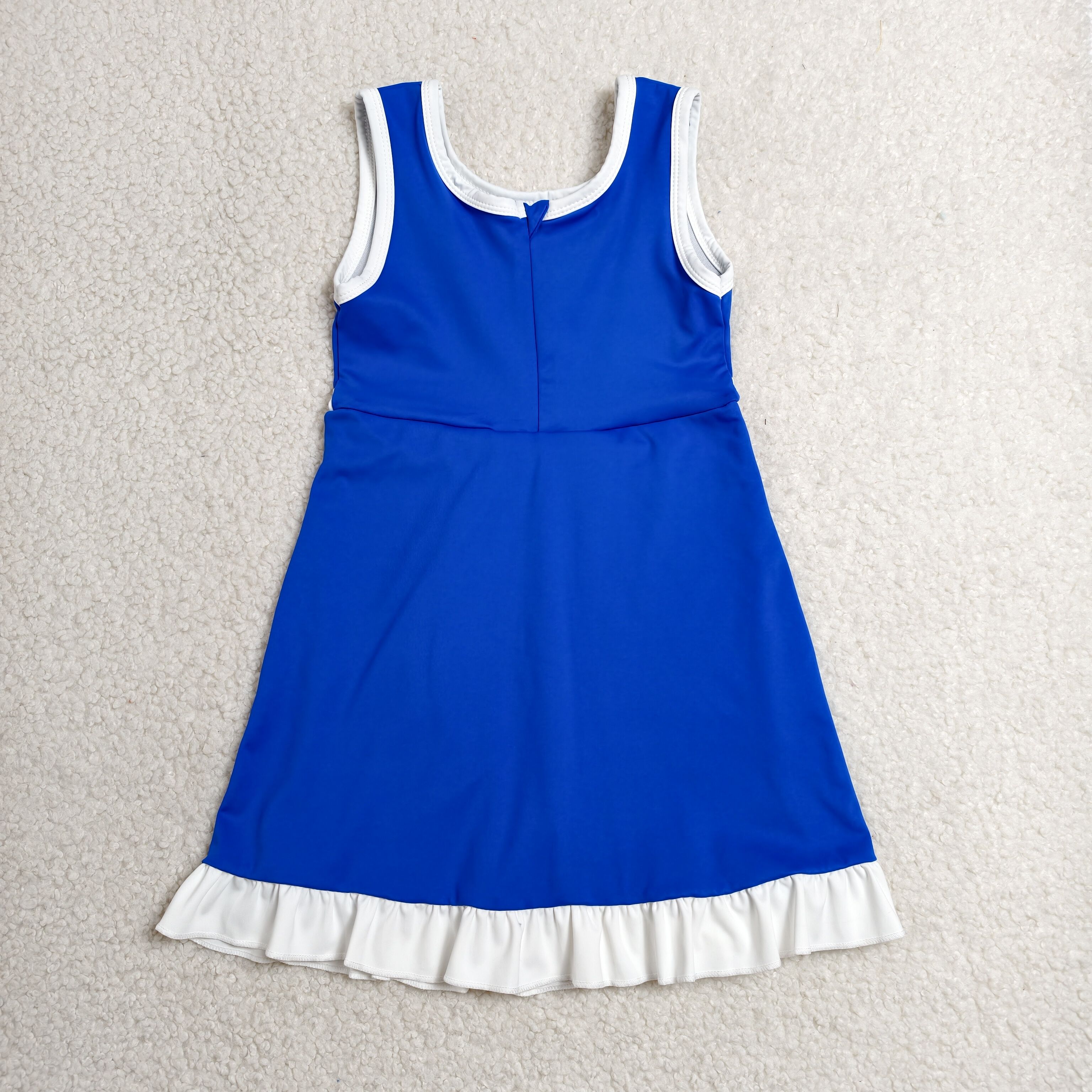 GSD4141 RTS blue solid White trim print active girl yoga skirt dress