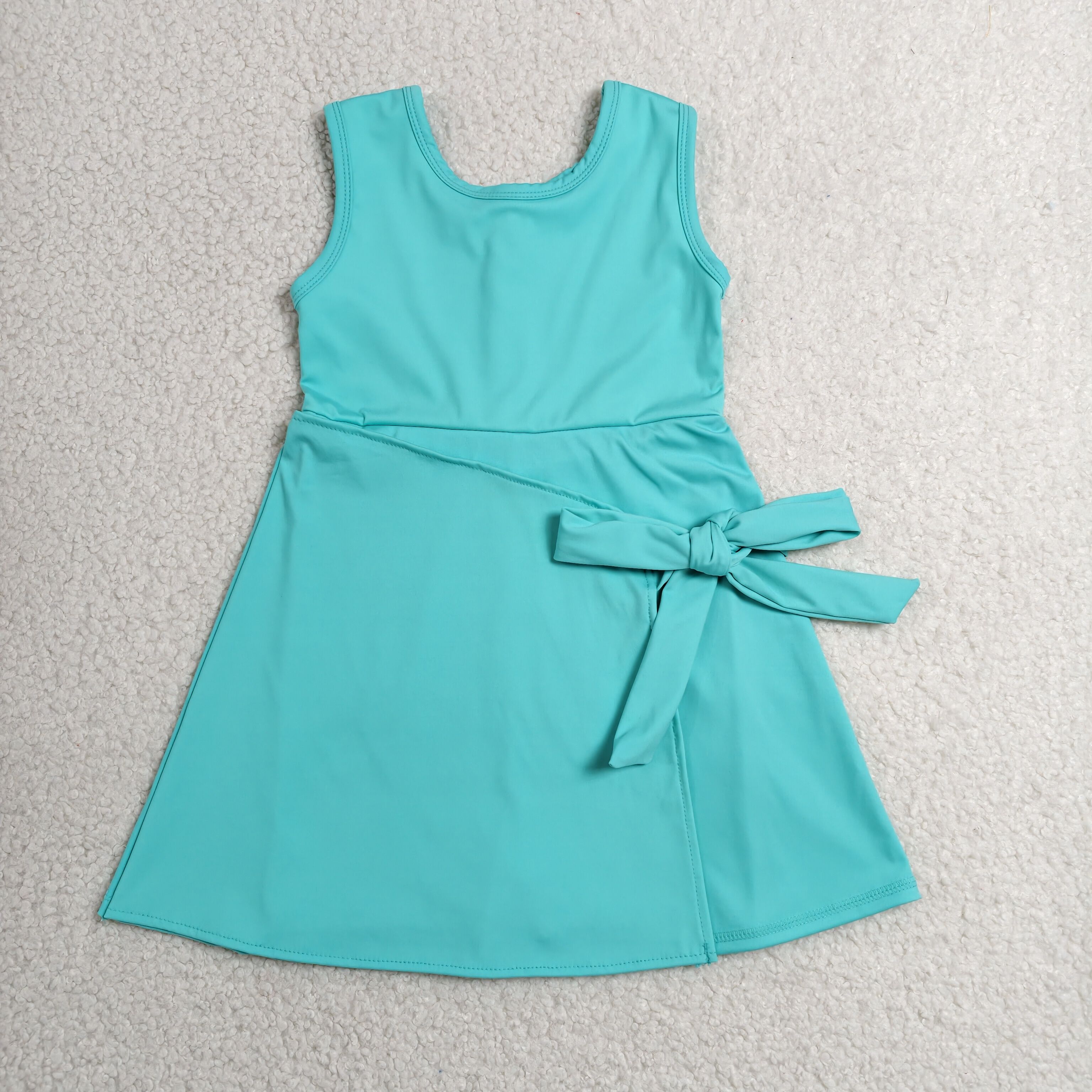 GSD3876  RTS Cyan solid print active girl yoga dress