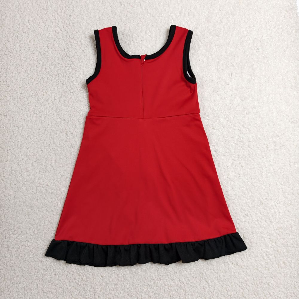 GSD4146  RTS Solid Red with black solid active girl yoga dress