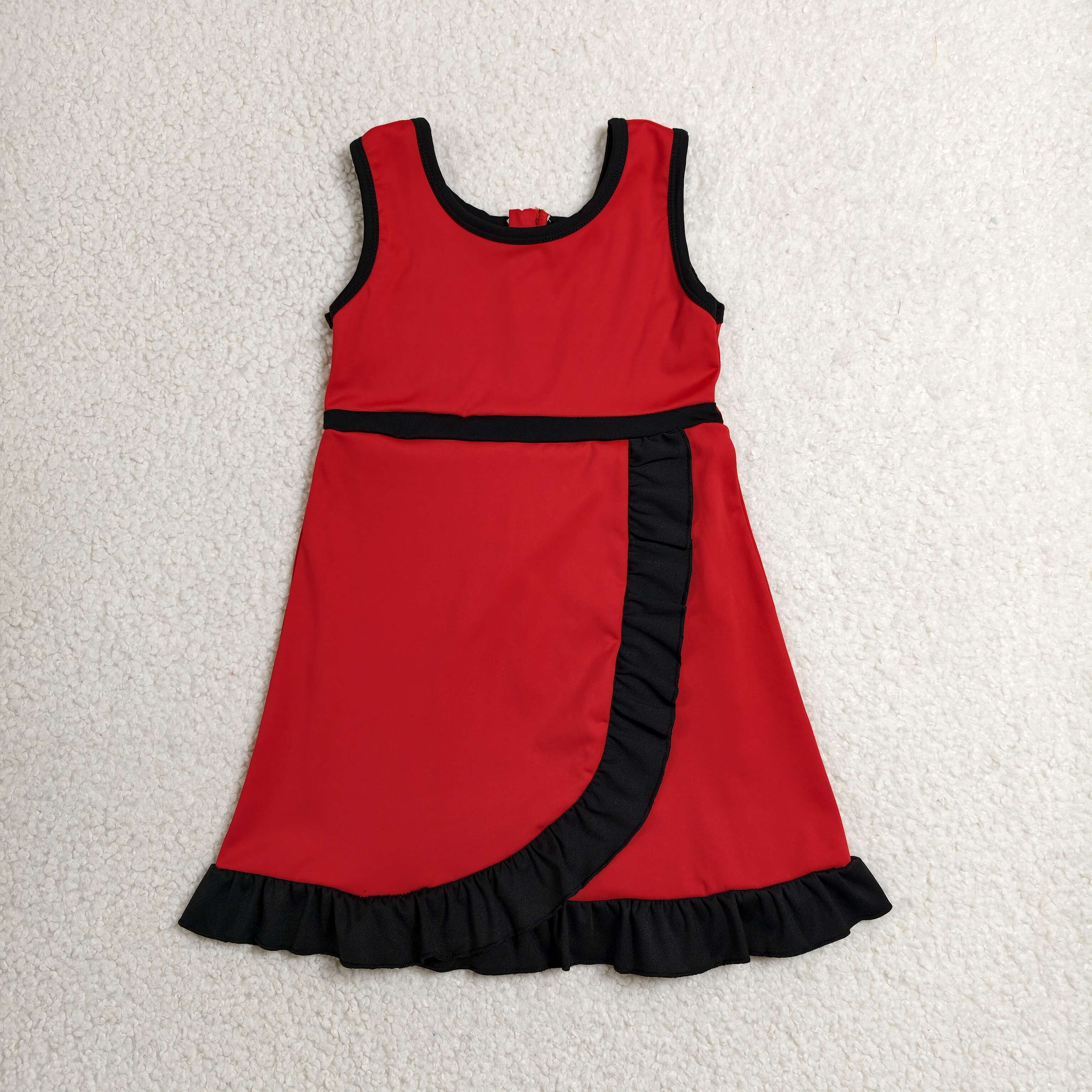 GSD4146  RTS Solid Red with black solid active girl yoga dress