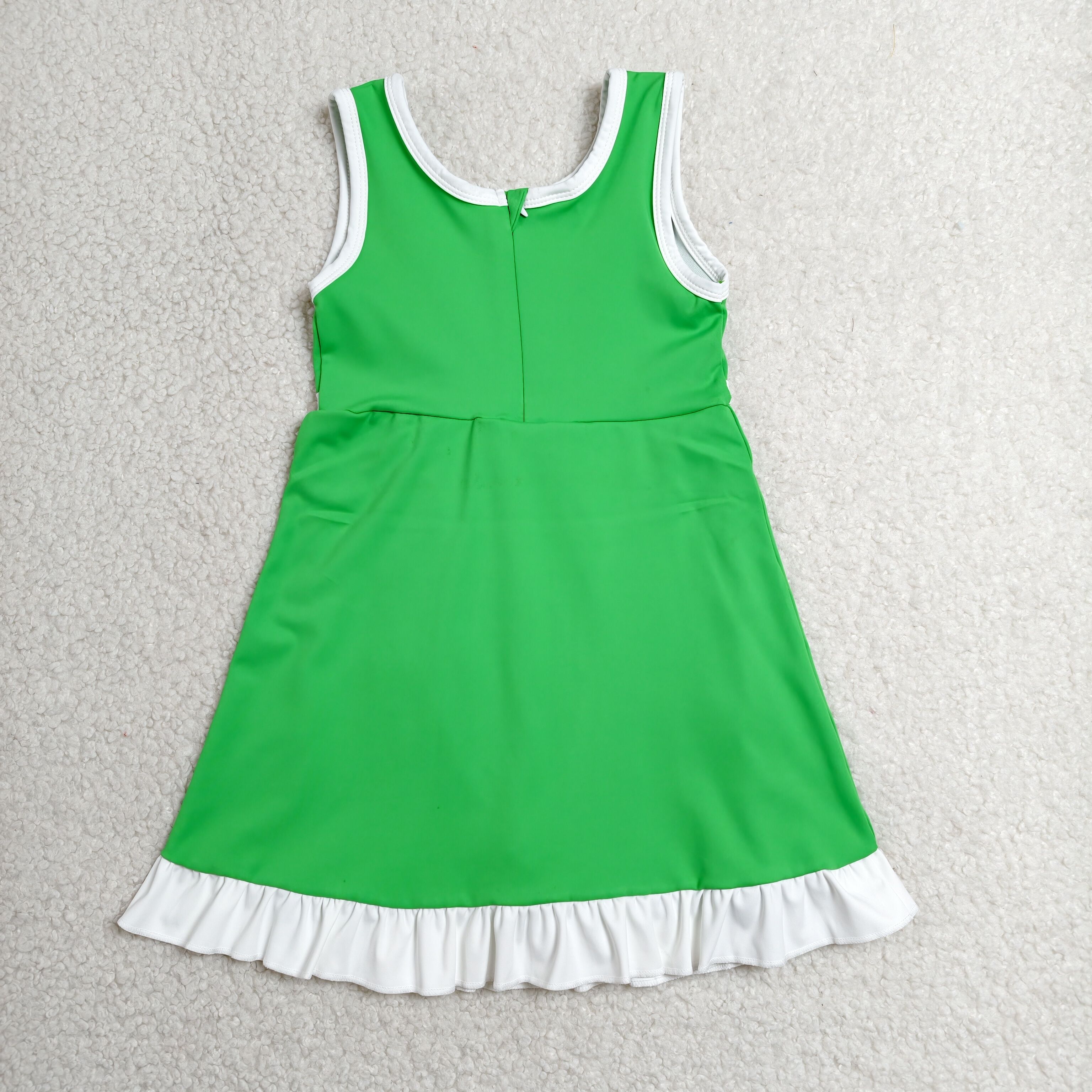 GSD4143 RTS Green solid White trim print active girl yoga skirt dress
