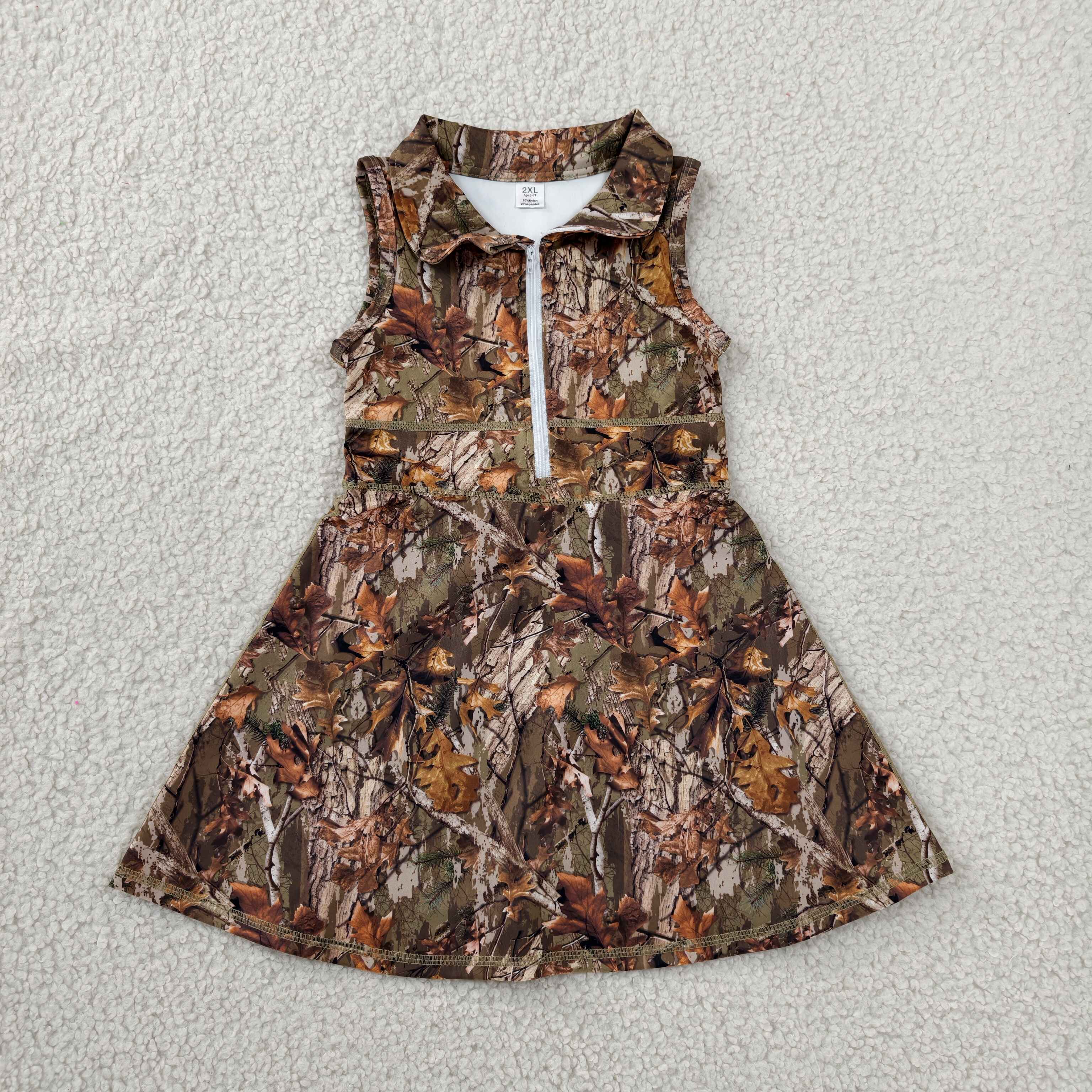 GSD1384  RTS real trees leaves print active girl yoga dress