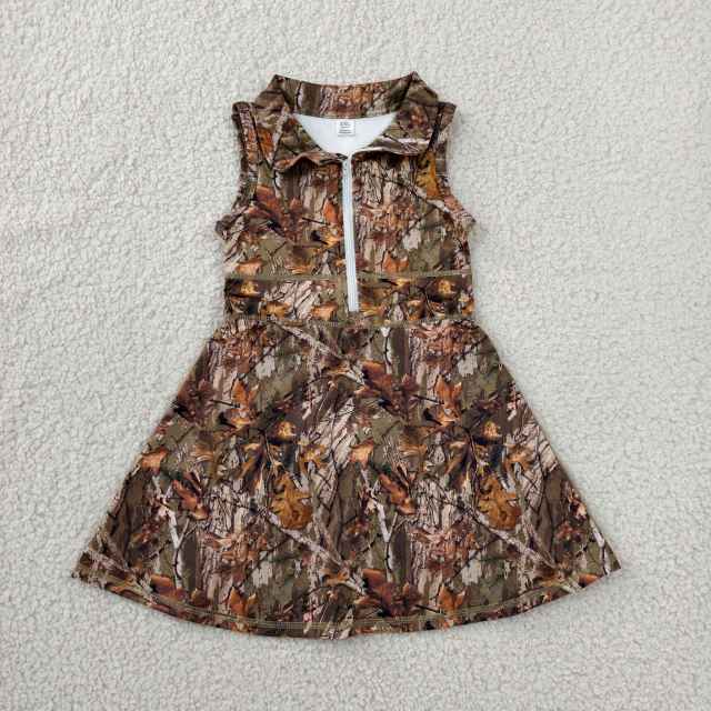 GSD1384  RTS real trees leaves print active girl yoga dress