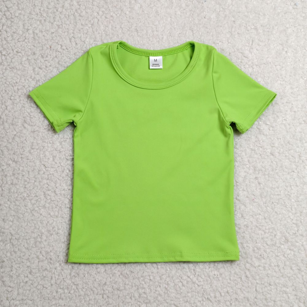 GT1636 Grass green solid Print  girl short sleeve athletic yoga top