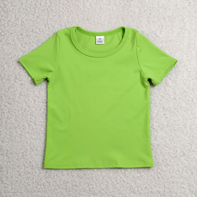 GT1636 Grass green solid Print  girl short sleeve athletic yoga top