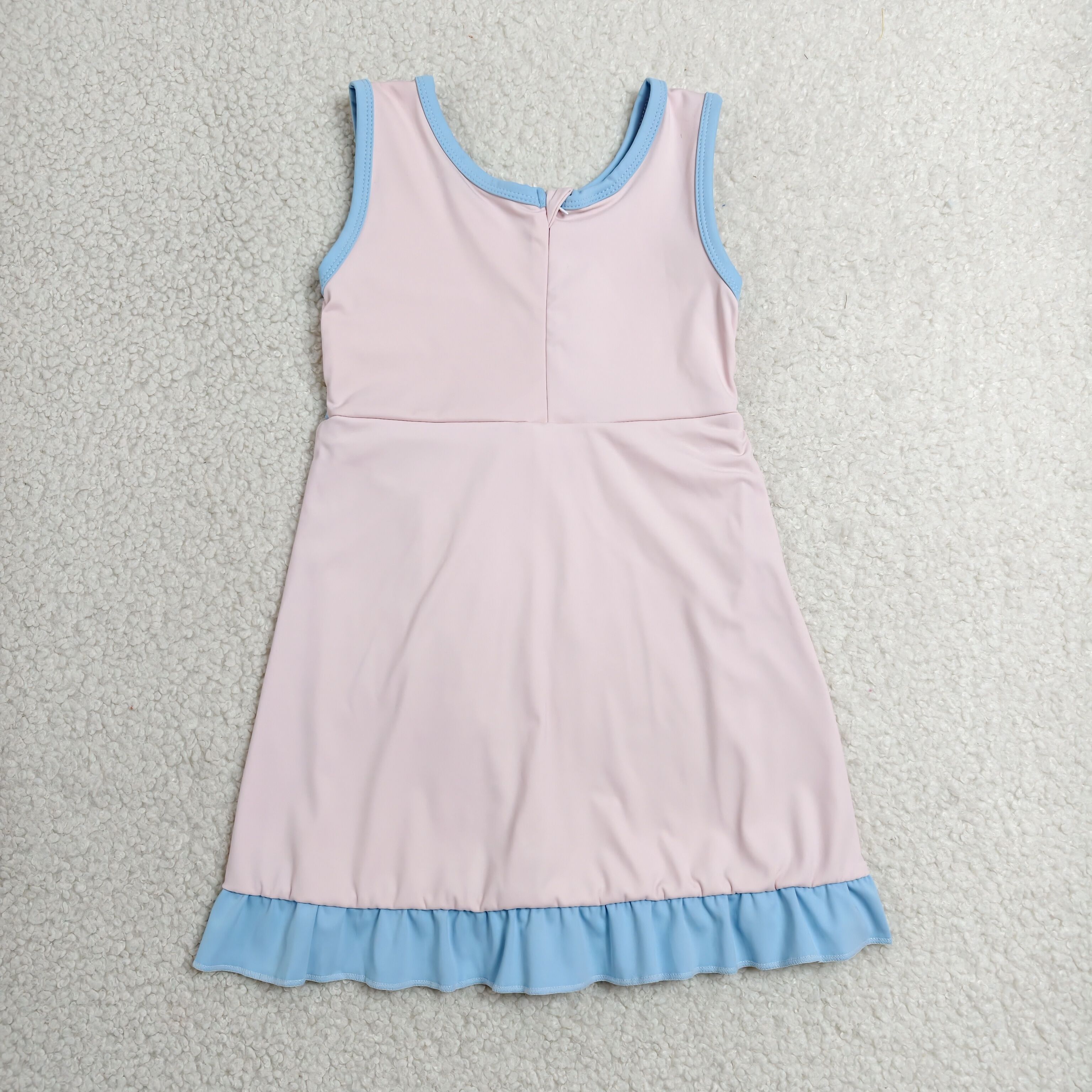 GSD4129  RTS Solid pink with blue solid active girl yoga dress