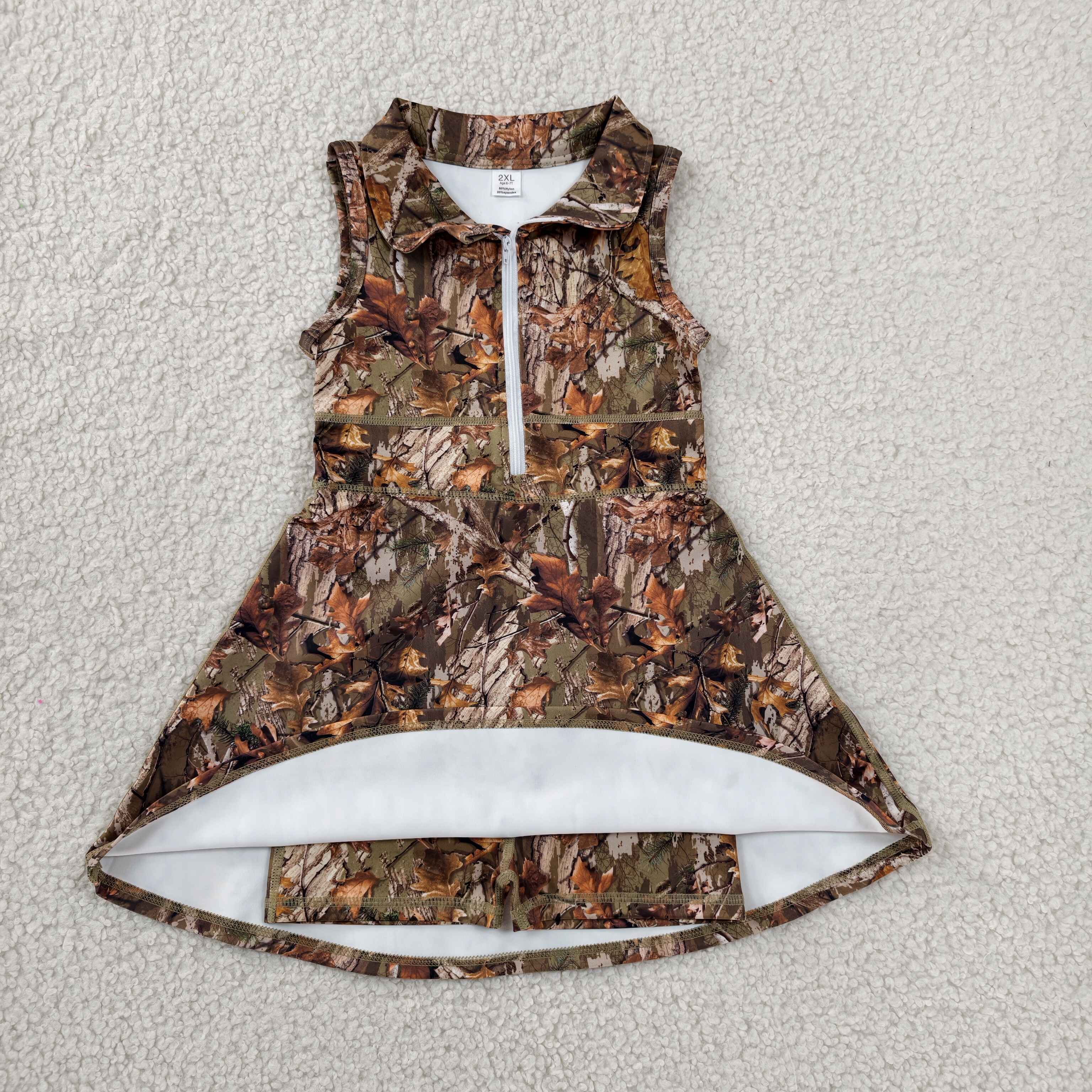 GSD1384  RTS real trees leaves print active girl yoga dress