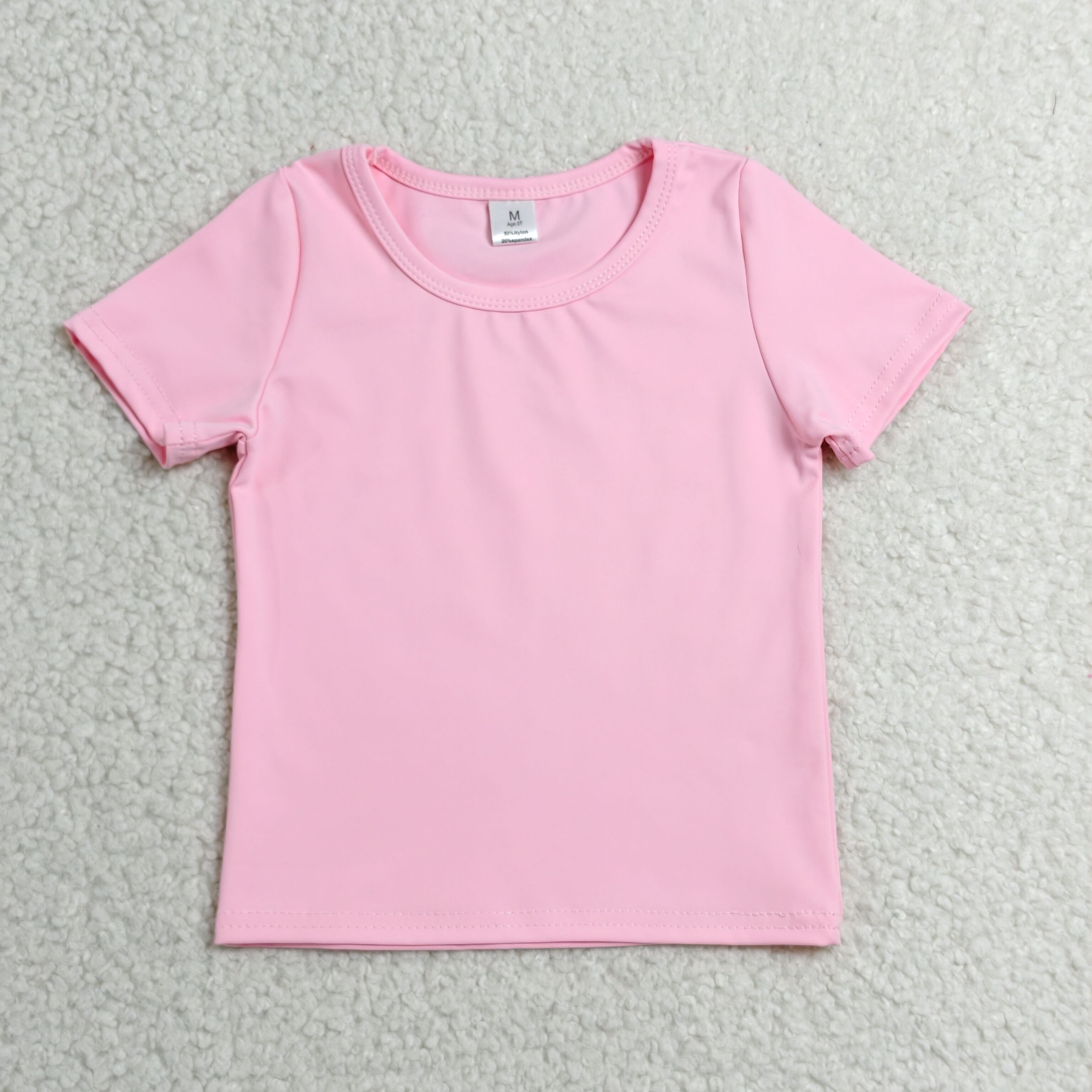 GT1630 pink solid Print girl short sleeve athletic yoga top