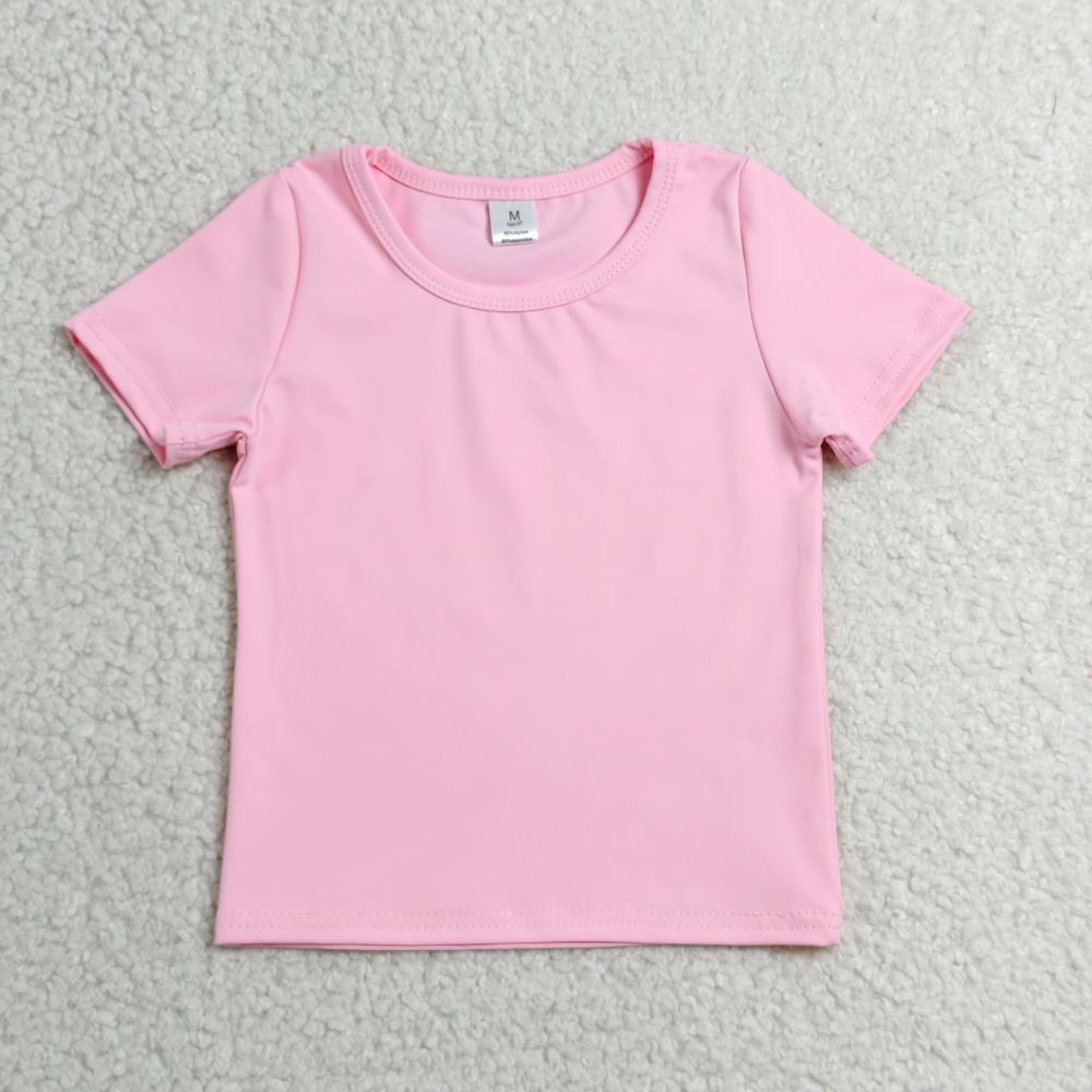GT1630 pink solid Print girl short sleeve athletic yoga top
