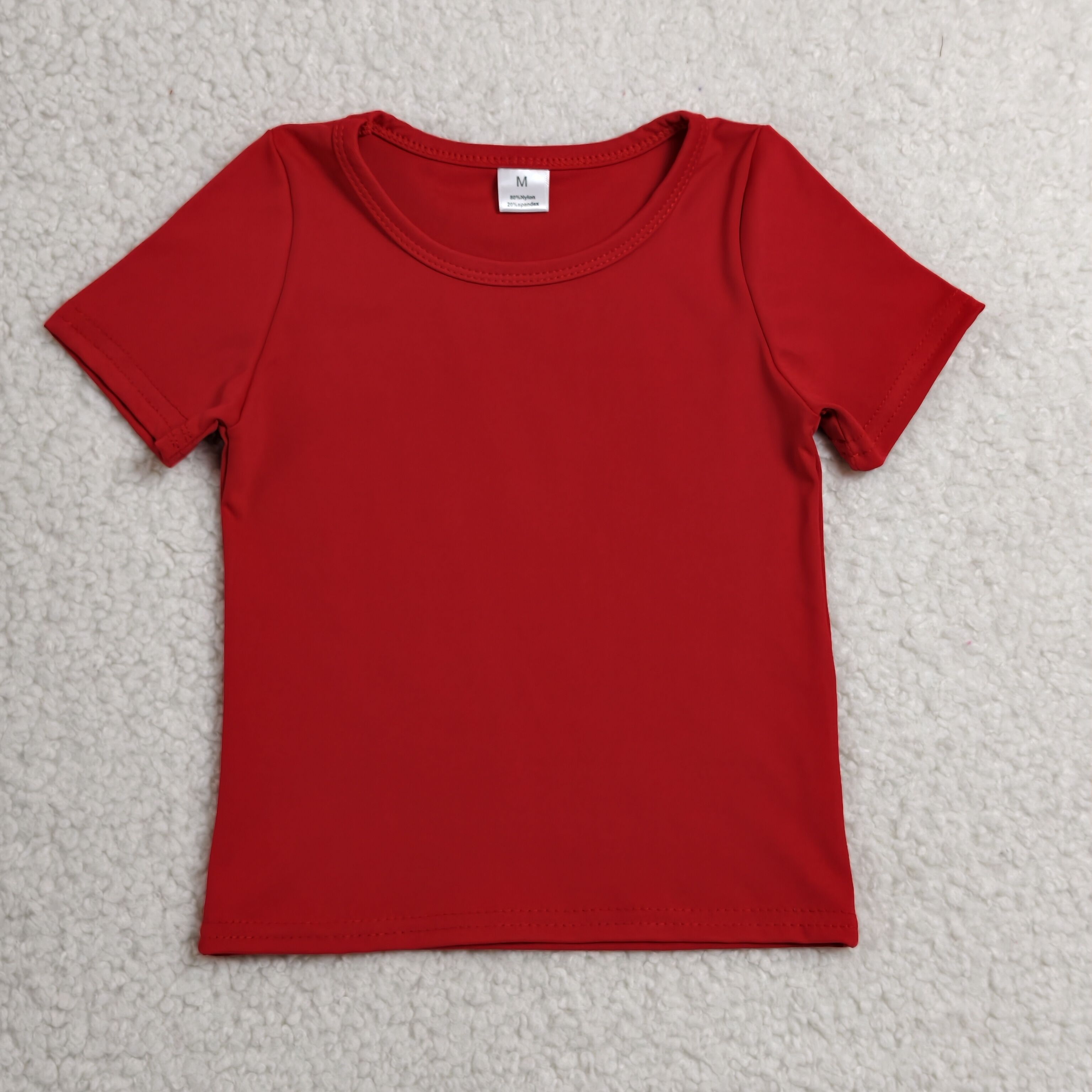 GT1634 Red solid Print  girl short sleeve athletic yoga top