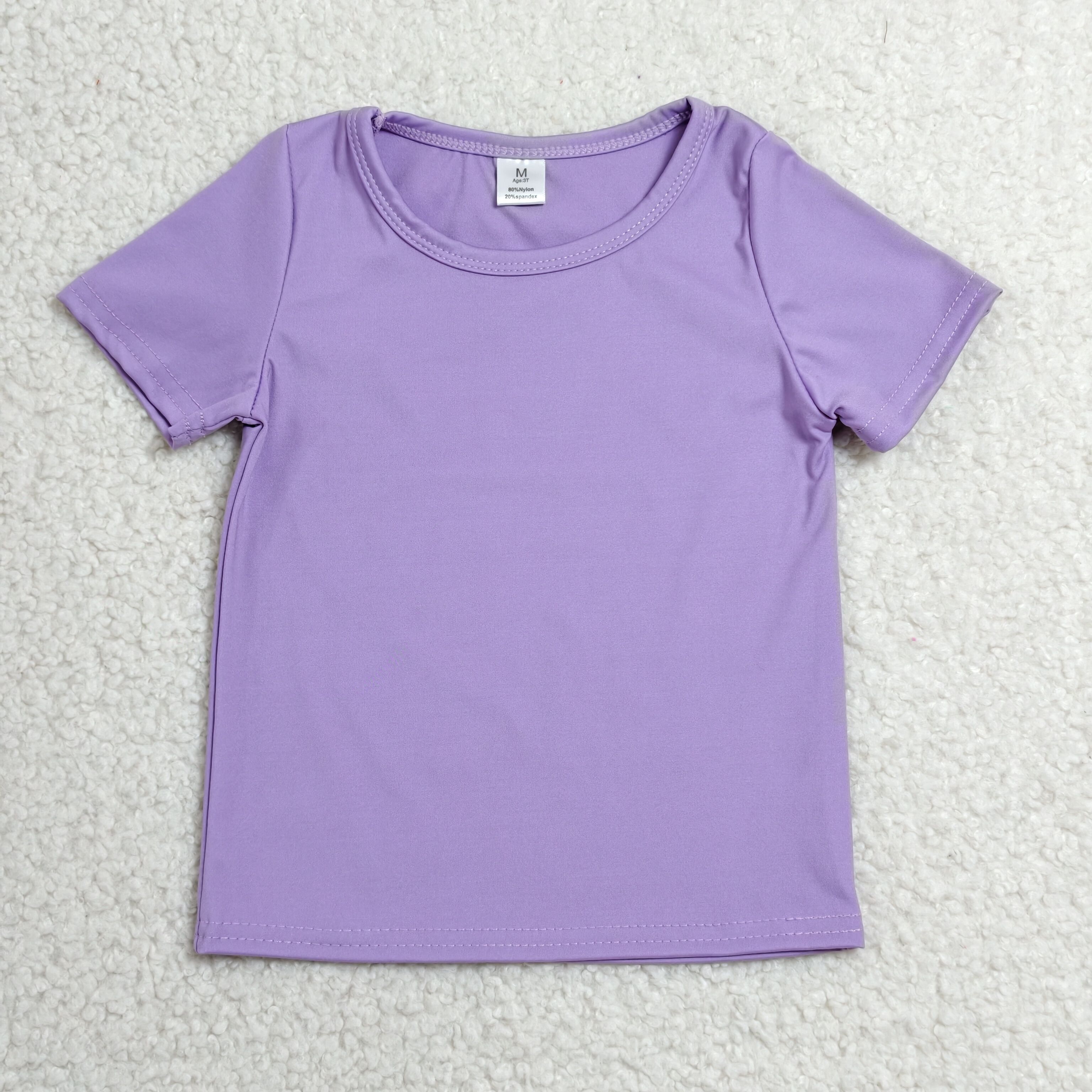 GT1638 Purple solid Print girl short sleeve athletic yoga top
