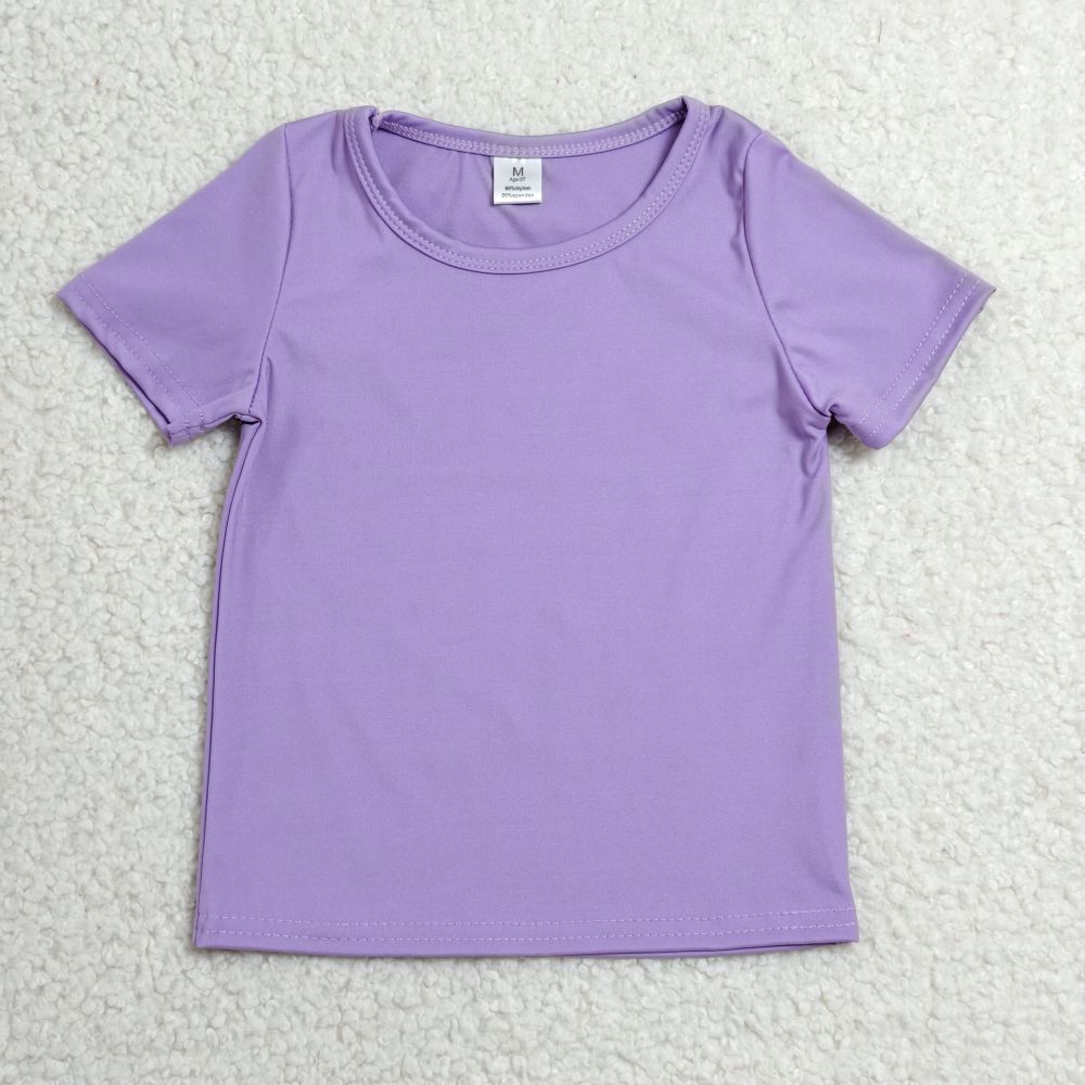GT1638 Purple solid Print girl short sleeve athletic yoga top