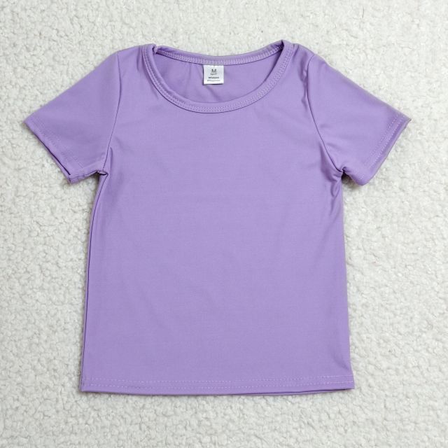 GT1638 Purple solid Print girl short sleeve athletic yoga top